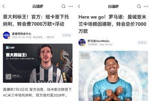 托纳利+赖因德斯一共花了米兰4000万 分别7000万去了纽卡和曼城