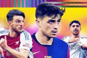 ESPN年度15大中场：佩德里第1赖斯第2 巴尔韦德第3麦卡利斯特第4
