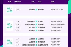 足协杯1/8决赛赛程：20日19:35泰山vs蓉城 22日18点上海德比